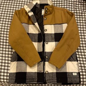 Camel and plaid insulated coat